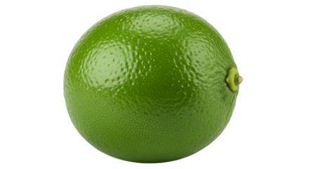 Single Green Lime Fruit Isolated on Black Background