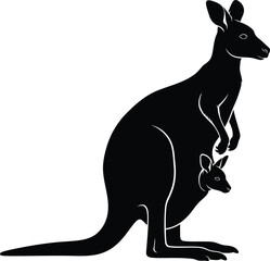 Australian kangaroo with baby joey in pouch silhouette art © SEMA