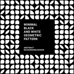 Minimal black and white geometric pattern with repeating rounded shapes, modern abstract background design