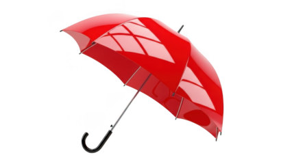 Red umbrella with white pattern isolated on transparent background