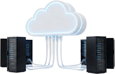 A cloud computing system with servers and data storage connected online