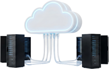 A cloud computing system with servers and data storage connected online