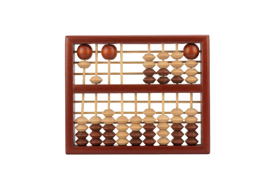 A detailed perspective of an abacus with a rich wooden frame showcasing the beads