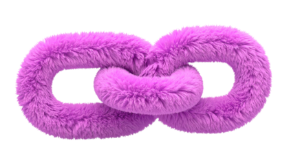 A fluffy, purple infinity symbol floats against a transparent background. It's a whimsical, soft chain link