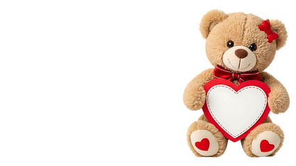 Obraz premium Cute teddy bear holding heartshaped sign for Valentines Day