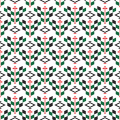 Geometric Abstract Diamond Pattern Design with Red Accent on White Background