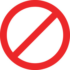 Universal Prohibition Symbol Red Circle with Diagonal Line Flat Vector Illustration for Warning, Restriction, and Safety Design
