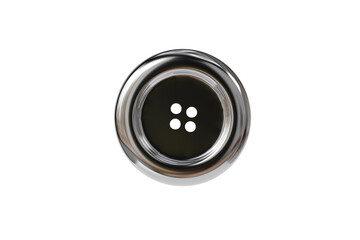 3d chrome sewing button icon. tailoring concept. minimal cartoon cgi style clothing fastener garment for fashion ecommerce. isolated on white transparent background. 3d render.