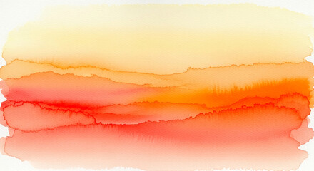 Abstract watercolor wash in orange shades, transitioning from pale yellow to deep red, suggesting sunset or fire, ideal for background or banner