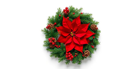 christmas wreath on white background