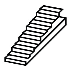 Minimalist Stairs Line Art - Building Steps Symbol for Construction and Renovation