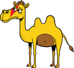 Funny Camel Cartoon Character with Expressive Face Flat Vector Illustration for Desert, Safari, Mascot, and Animal Design