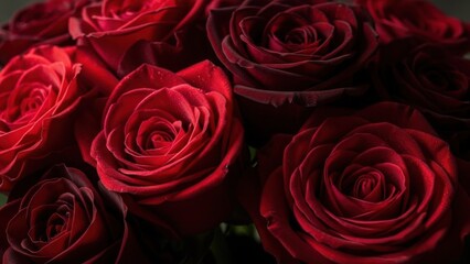 Rich red roses in full bloom