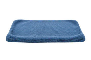 Folded blue microfiber cloth for cleaning purposes on a gradient blue surface