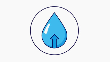 Illustration of a water droplet with an upward arrow inside a circle, symbolizing growth, progress, or increase