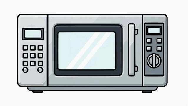 Microwave Oven Kitchen Appliance Illustration, Home Environment, Front View, Graphic Concept for Cooking Technology