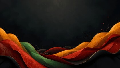 Abstract background with red, yellow and green against black background with copy space , to Celebrate Black History Month , juneteenth , kwanzaa