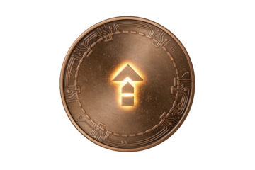 Illuminated digital currency symbol indicating upward financial growth and technological advancement