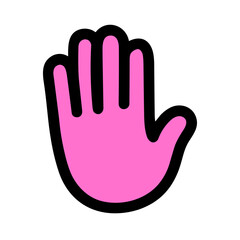 Obraz premium Pink open hand symbol indicating stop or halt, graphic illustration