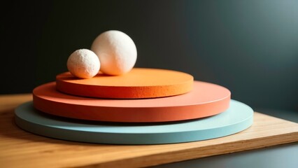 Image of an artistic scene featuring a rotating disc with orange lighting effects