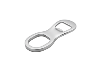 Metallic bottle opener in a minimalist design on a gray surface  artwork