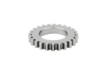 Metallic cogwheel isolated on a monochromatic surface with detailed gear teeth illustration
