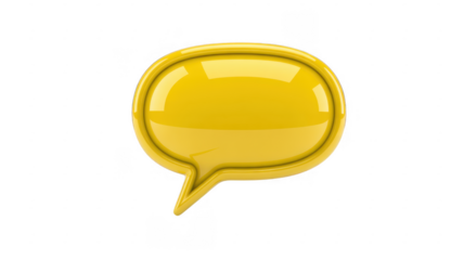 Yellow glossy speech bubble communication chat isolated on a transparent background