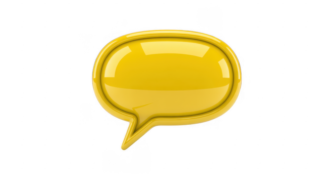 Yellow glossy speech bubble communication chat isolated on a transparent background - Powered by Adobe