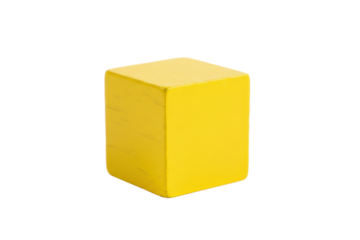 Minimalist composition featuring a yellow cube on a monochromatic yellow colored surface