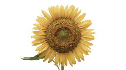 Yellow sunflower from the side isolated on a transparent background