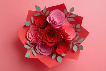 Rose bouquet paper cut art