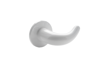 Minimalist White Door Handle Depicted Against a Glossy, Monochromatic Surface.