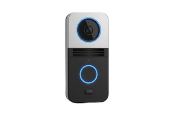Fototapeta premium Modern Smart Doorbell Device with Integrated Camera and Illuminated Ring Design