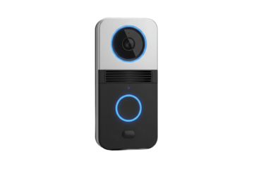 Modern Smart Doorbell Device with Integrated Camera and Illuminated Ring Design