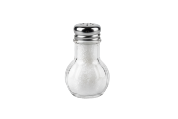 Salt shaker with grains on a neutral gradient, studio shot, isolated element composition
