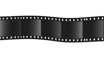 Obraz premium A wavy black film strip illustration on a white background, with five blank frames
