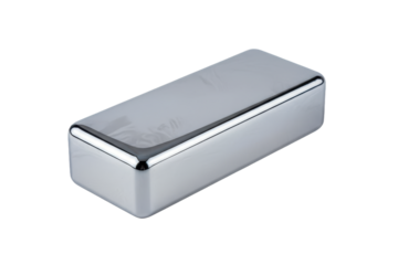 Shiny Rectangular Object with a Metallic Rim and a Reflective Surface Composition