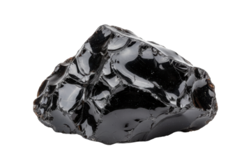 Striking crystalline structure of black obsidian showcasing its natural reflective properties in