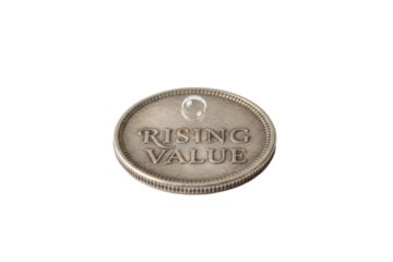 Symbolic representation of increasing worth captured on an antique minted disc