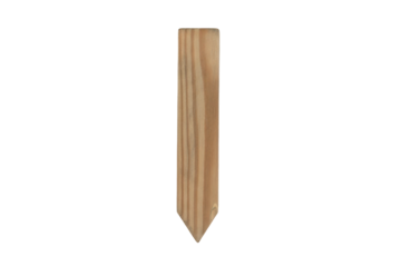 Tapered wooden stake with distinct grain patterns on a muted earth tone surface