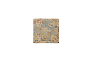 Textured ceramic tile fragment with abstract design and natural tones on neutral field
