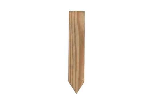 Tapered wooden stake with distinct grain patterns on a muted earth tone surface