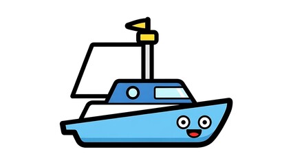 Fototapeta premium Cartoon Boat with Smiling Face Illustration.