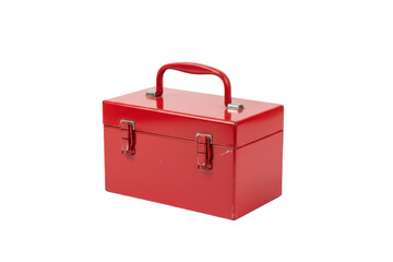 Vibrant Red Tool Box Displayed Against a Solid Red Surface and Well-Lit