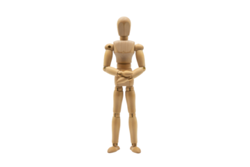 Wooden Mannequin Figure on Display with Artistic Lighting and Minimalist Aesthetic Presentation