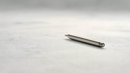 Elegant White Pen with Silver Accents on Minimalist White Background