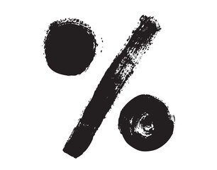 Percent Sign Hand Drawn with Brush Strokes. Graphic design elements and resources vector art