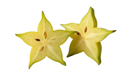 Fototapeta premium Sliced starfruit yellow isolated on a transparent background