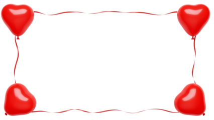 Heartshaped balloons forming a festive border frame