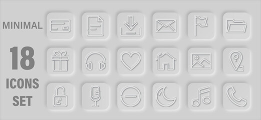 Minimal Icon Set Design Elements For User Interface And Web